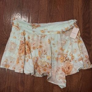 Floral Skirt with Asymmetrical Hem